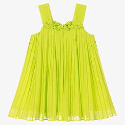 Abel & Lula-Girls Green Chiffon Plissé Dress | Childrensalon Outlet