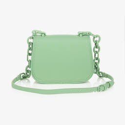 ابل اند لولا-حقيبة كتف بطبعة مونوغرام جلد لون أخضر (18 سم) | Childrensalon Outlet