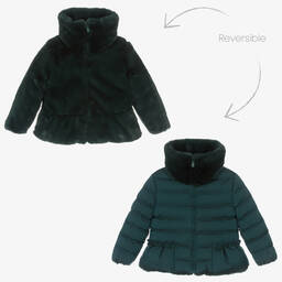 Abel & Lula-Girls Green Reversible Jacket | Childrensalon Outlet