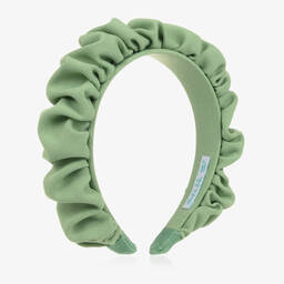 Abel & Lula-Girls Green Ruffle Hairband | Childrensalon Outlet