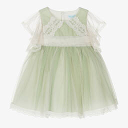 Abel & Lula-Girls Green Tulle & Lace Dress | Childrensalon Outlet