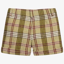 Abel & Lula-Зеленые шерстяные шорты в клетку для девочек | Childrensalon Outlet