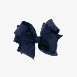 Abel & Lula-Girls Grosgrain Navy Bow Clip | Childrensalon Outlet