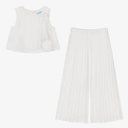 Abel & Lula-Girls Ivory Crêpe Chiffon Trouser Set | Childrensalon Outlet