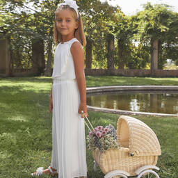 Abel & Lula-Girls Ivory Crêpe Chiffon Trouser Set | Childrensalon Outlet