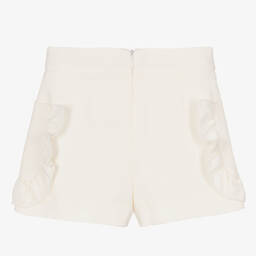Abel & Lula-Girls Ivory Crêpe Ruffle Shorts | Childrensalon Outlet