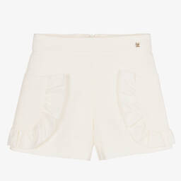 Abel & Lula-Girls Ivory Crêpe Ruffle Shorts | Childrensalon Outlet