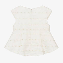 Abel & Lula-Girls Ivory Embroidered Organza Blouse | Childrensalon Outlet