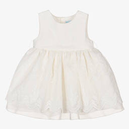 Abel & Lula-Girls Ivory Embroidered Organza Dress | Childrensalon Outlet