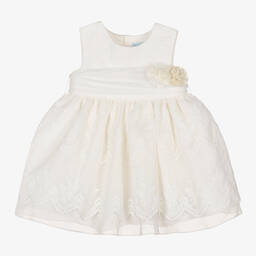 Abel & Lula-Girls Ivory Embroidered Organza Dress | Childrensalon Outlet