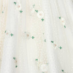 Abel & Lula-Girls Ivory Floral Tulle Dress | Childrensalon Outlet