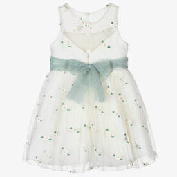 Abel & Lula-Girls Ivory Floral Tulle Dress | Childrensalon Outlet