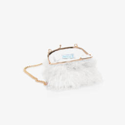 Abel & Lula-Girls Ivory Fluff Shoulder Satchel | Childrensalon Outlet