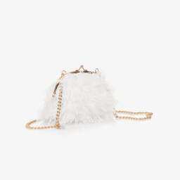 Abel & Lula-Girls Ivory Fluff Shoulder Satchel | Childrensalon Outlet
