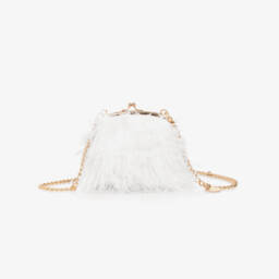 Abel & Lula-Girls Ivory Fluff Shoulder Satchel | Childrensalon Outlet