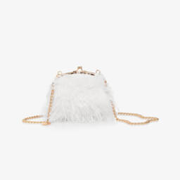 Abel & Lula-Girls Ivory Fluff Shoulder Satchel | Childrensalon Outlet