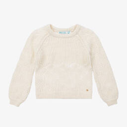 Abel & Lula-Girls Ivory Glitter Knit Sweater | Childrensalon Outlet