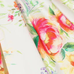 Abel & Lula-Girls Ivory & Pink Floral Satin Dress | Childrensalon Outlet