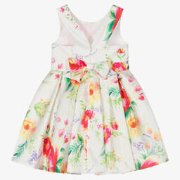 Abel & Lula-Girls Ivory & Pink Floral Satin Dress | Childrensalon Outlet