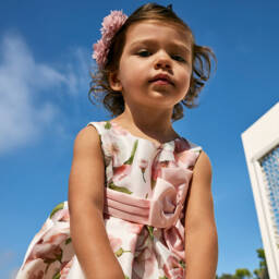 Abel & Lula-Girls Ivory Satin Blossom Dress | Childrensalon Outlet