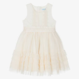 Abel & Lula-Girls Ivory Tulle & Lace Trim Dress | Childrensalon Outlet