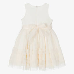 Abel & Lula-Girls Ivory Tulle & Lace Trim Dress | Childrensalon Outlet