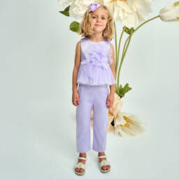 Abel & Lula-Girls Lilac Satin & Tulle Ensemble | Childrensalon Outlet