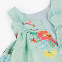 Abel & Lula-Girls Mint Linen Blossom Dress | Childrensalon Outlet