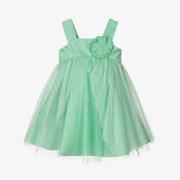 Abel & Lula-Girls Mint Satin & Tulle Dress | Childrensalon Outlet