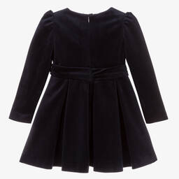 Abel & Lula-Girls Navy Blue Velvet Dress | Childrensalon Outlet