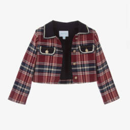 Abel & Lula-Girls Navy & Red Check Blazer | Childrensalon Outlet
