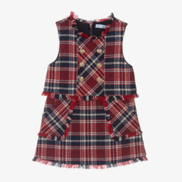 Abel & Lula-Girls Navy & Red Check Dress | Childrensalon Outlet