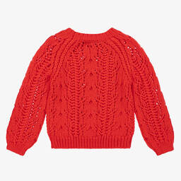 Abel & Lula-Girls Orange Wool Knitted Sweater | Childrensalon Outlet