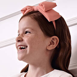 Abel & Lula-Girls Pink Bow Hairband | Childrensalon Outlet