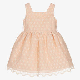Abel & Lula-Girls Pink Embroidered Organza Dress | Childrensalon Outlet