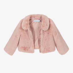 Abel & Lula-Girls Pink Faux Fur Jacket | Childrensalon Outlet