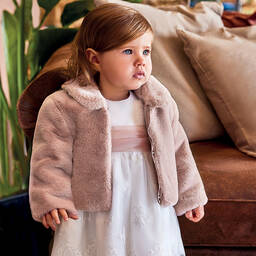 Abel & Lula-Girls Pink Faux Fur Jacket | Childrensalon Outlet