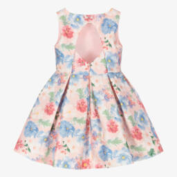 Abel & Lula-Girls Pink Floral Print Satin Dress | Childrensalon Outlet