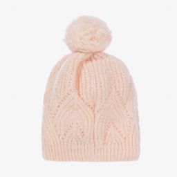 ابل اند لولا-طقم قبعة وسكارف أكريليك وموهير محبوك لون زهري للبنات | Childrensalon Outlet