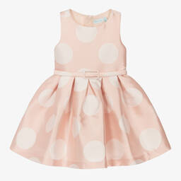 Abel & Lula-Girls Pink Polka Dot Satin Dress | Childrensalon Outlet