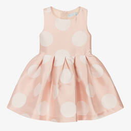 Abel & Lula-Girls Pink Polka Dot Satin Dress | Childrensalon Outlet