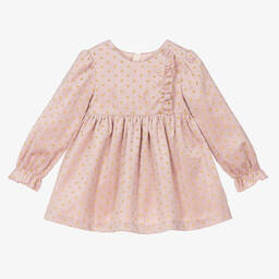 Abel & Lula-Розовое бархатное платье в горошек | Childrensalon Outlet
