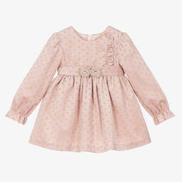 Abel & Lula-Розовое бархатное платье в горошек | Childrensalon Outlet
