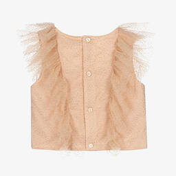 Abel & Lula-Girls Pink Tulle Ruffle Blouse | Childrensalon Outlet