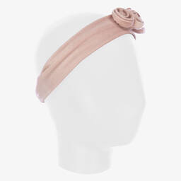 ابل اند لولا-طوق للرأس مخمل مزين بورود لون زهري للبنات | Childrensalon Outlet