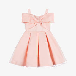 Abel & Lula-Girls Pleated Satin Bow Gown | Childrensalon Outlet