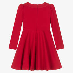 Abel & Lula-Girls Red Cotton Jersey Bow Skater Dress | Childrensalon Outlet