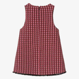 Abel & Lula-Girls Red & Pink Tweed Pinafore Dress | Childrensalon Outlet