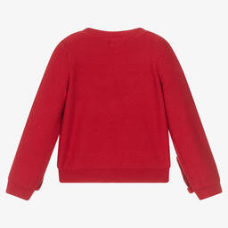 Abel & Lula-Girls Red Viscose Ruffle Detail Sweater | Childrensalon Outlet