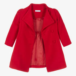 Abel & Lula-Girls Red Wool Belted Coat | Childrensalon Outlet
